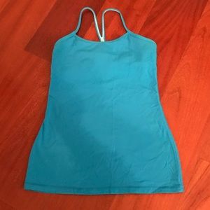 Lululemon teal power Y tank, size 6